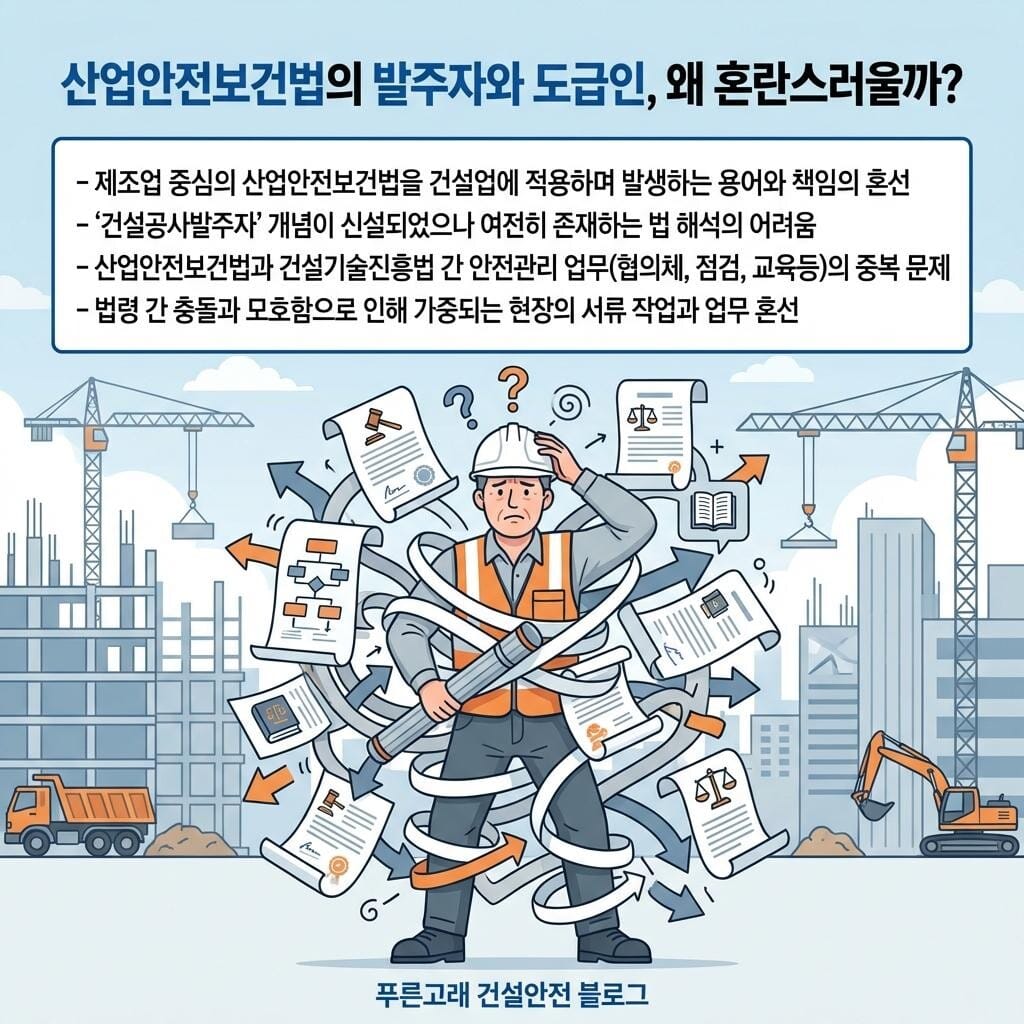 건설공사발주자, 도급인 혼선 이유에 대한 요약 이미지