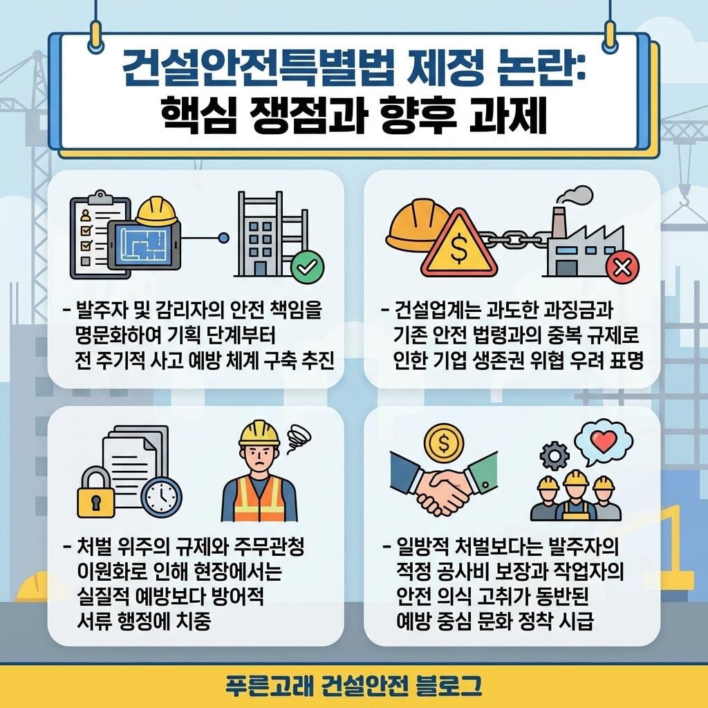 건설안전특별법 제정 논란, 핵심쟁점과 향후과제 요약