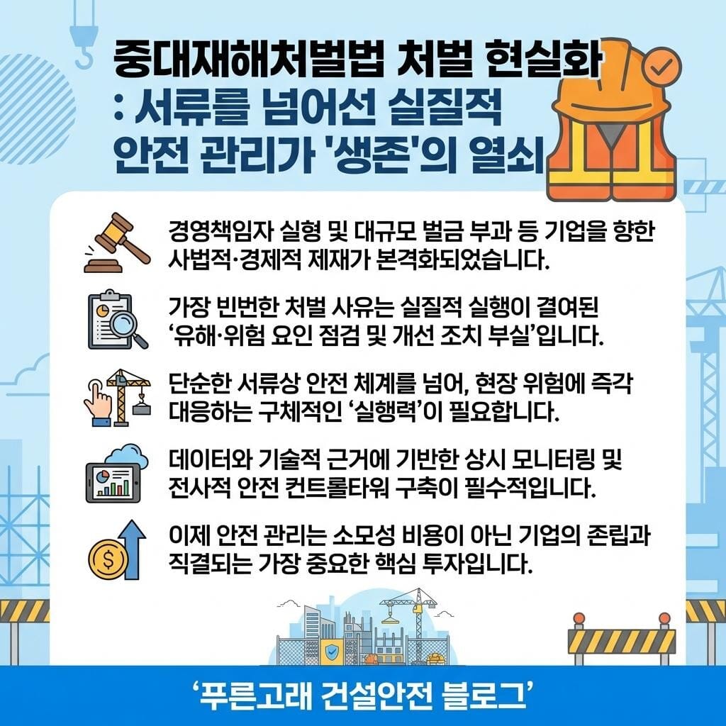 중대재해처벌법 관련 중대재해 발생 사업장 공표로 현실화 된 내용에 대한 이미지
