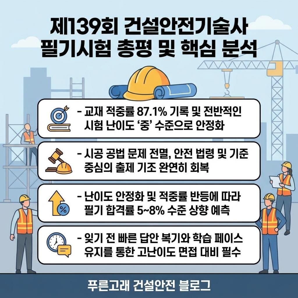 건설안전기술사 139회 1차 총평 요약