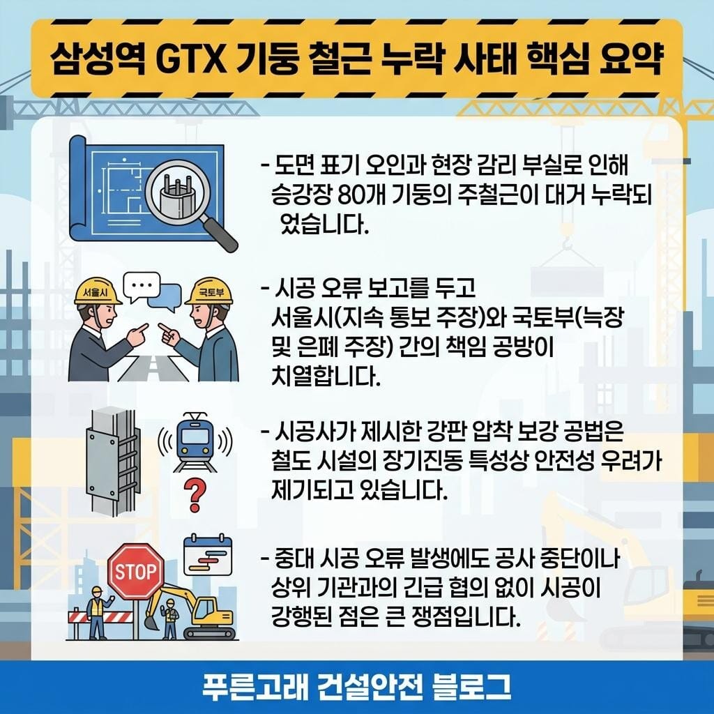 삼성역 GTX 기둥철근 누락사태 요약