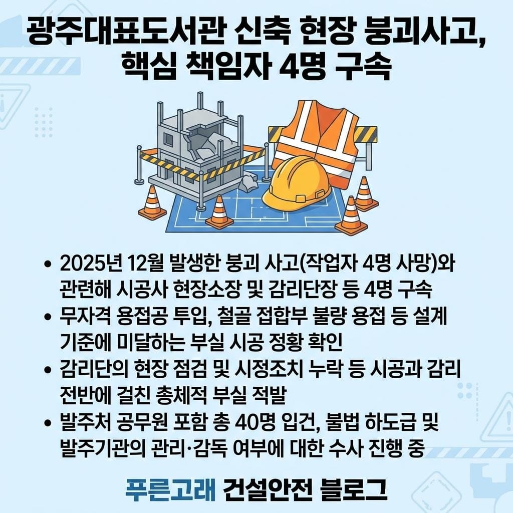 광주대표도서관 붕괴사고, 현장소장·감리단장 등 4명 구속
