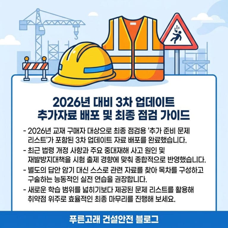 건설안전기술사, 산업안전지도사 업데이트 추가자료 배포 안내(26년 3차)