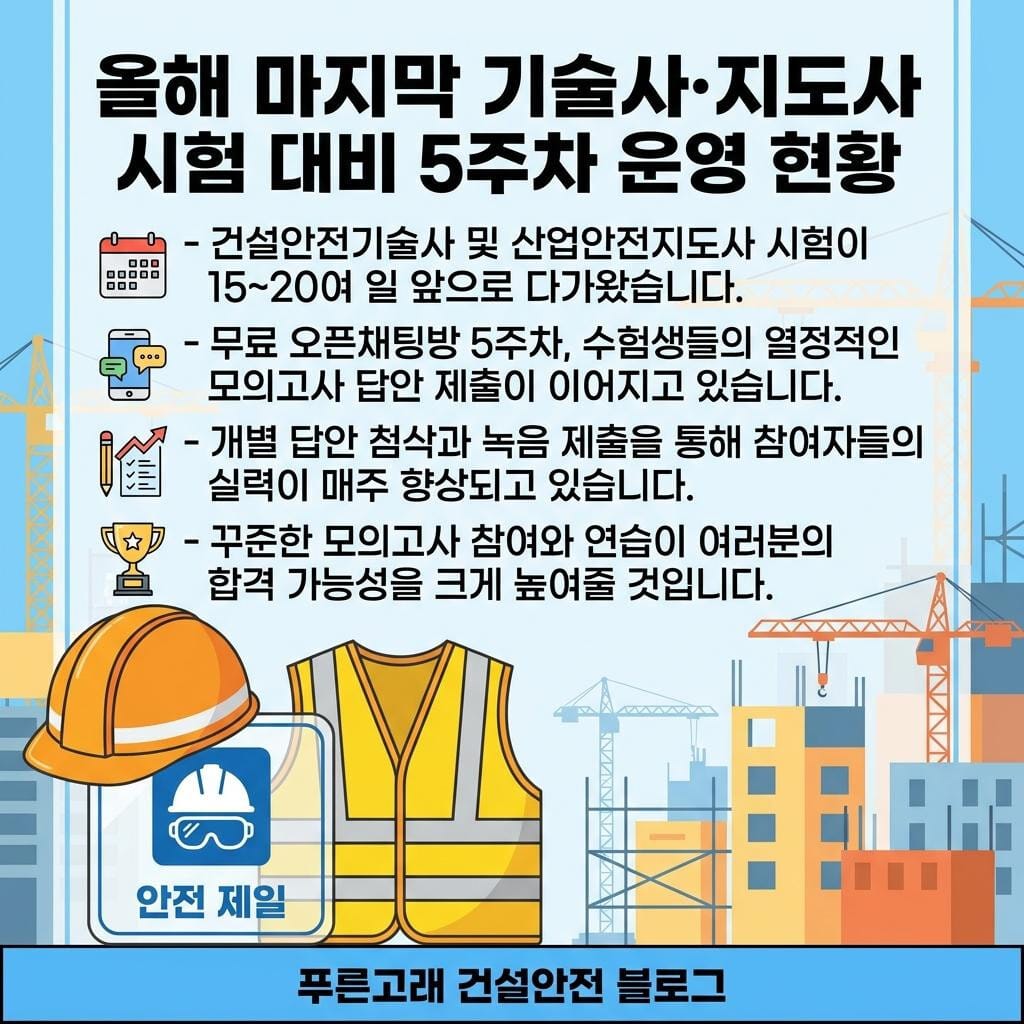 건설안전기술사, 산업안전지도사 첨삭 스터디 5주차 운영 안내