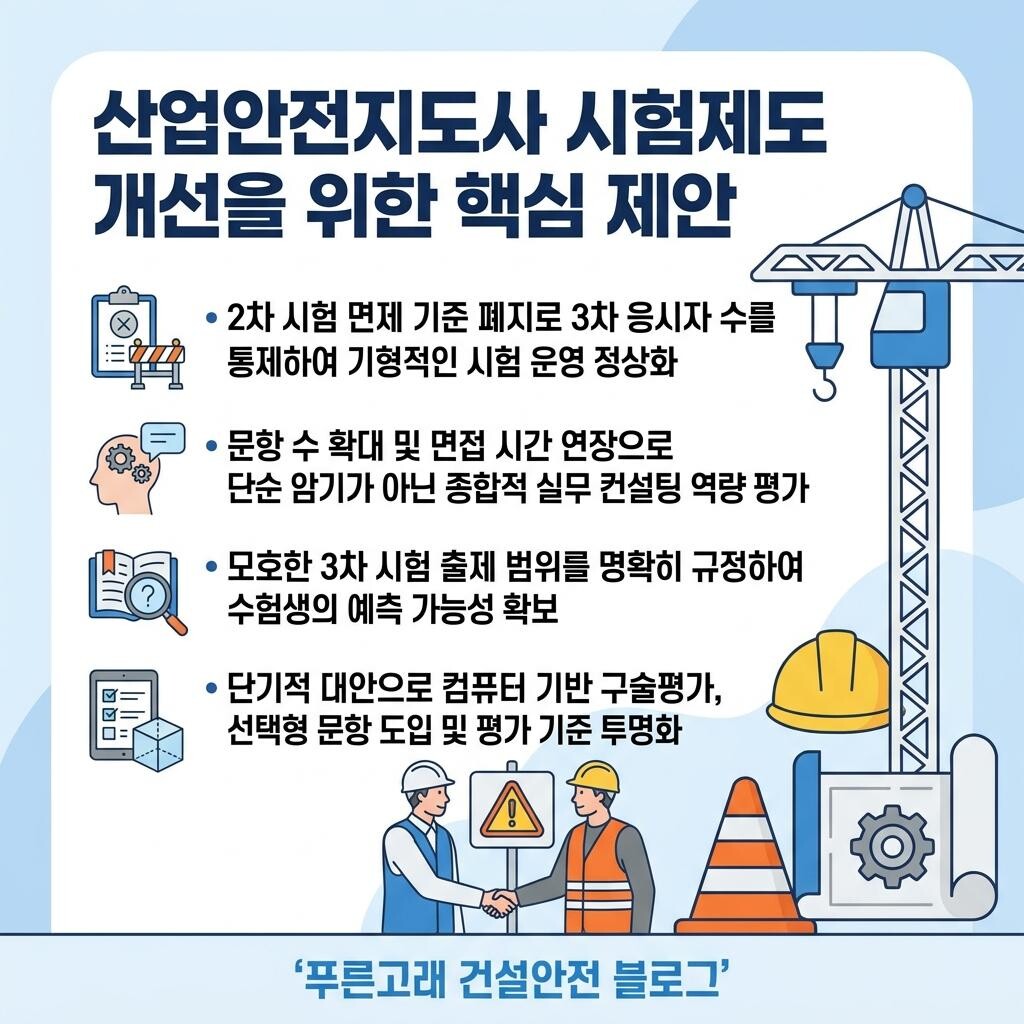 산업안전지도사 시험제도 개선 제안: 면제제도부터 면접 평가까지